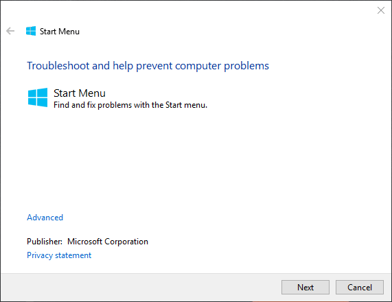 fix start menu not working after fall creators update