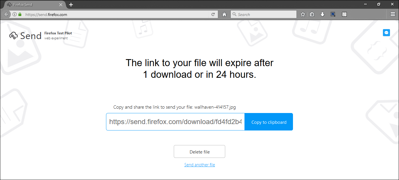 share files with mozilla firefox send