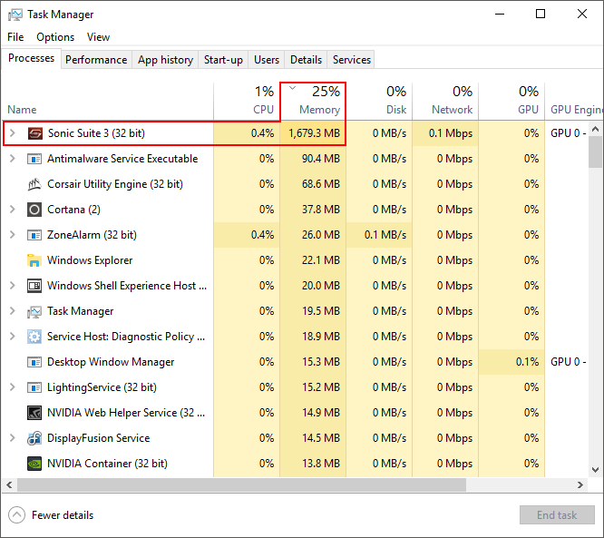 fall creators using more ram fix