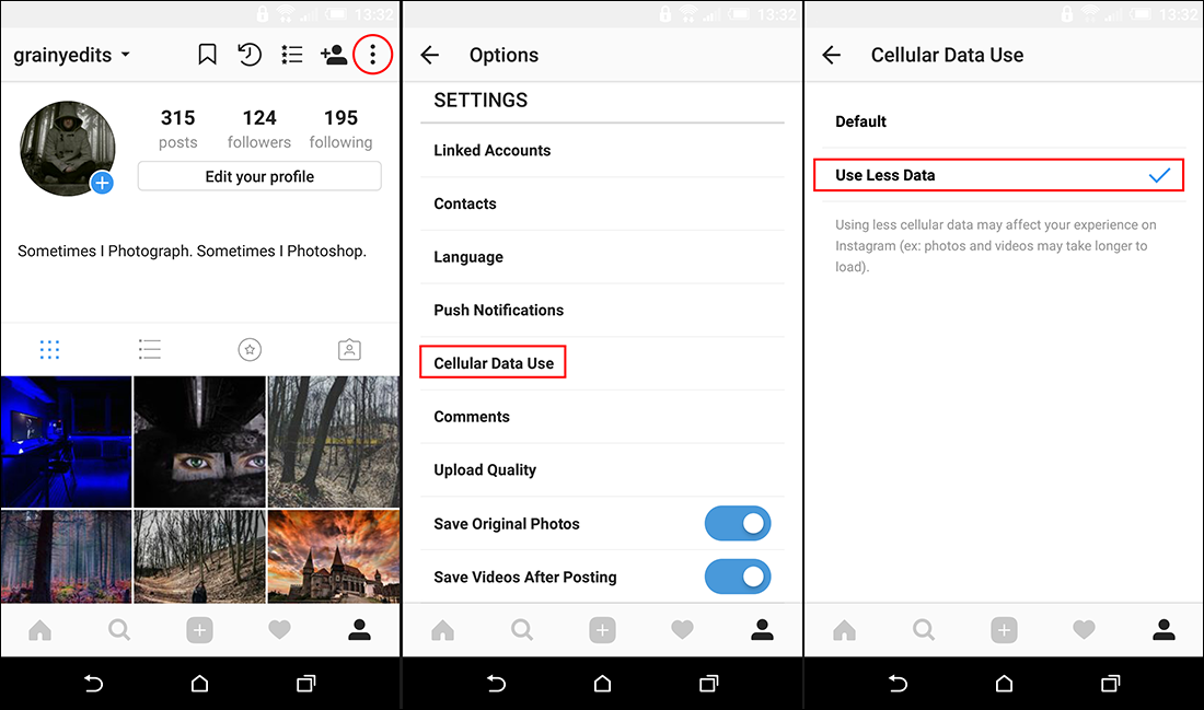 can you reduce how much data instagram uses