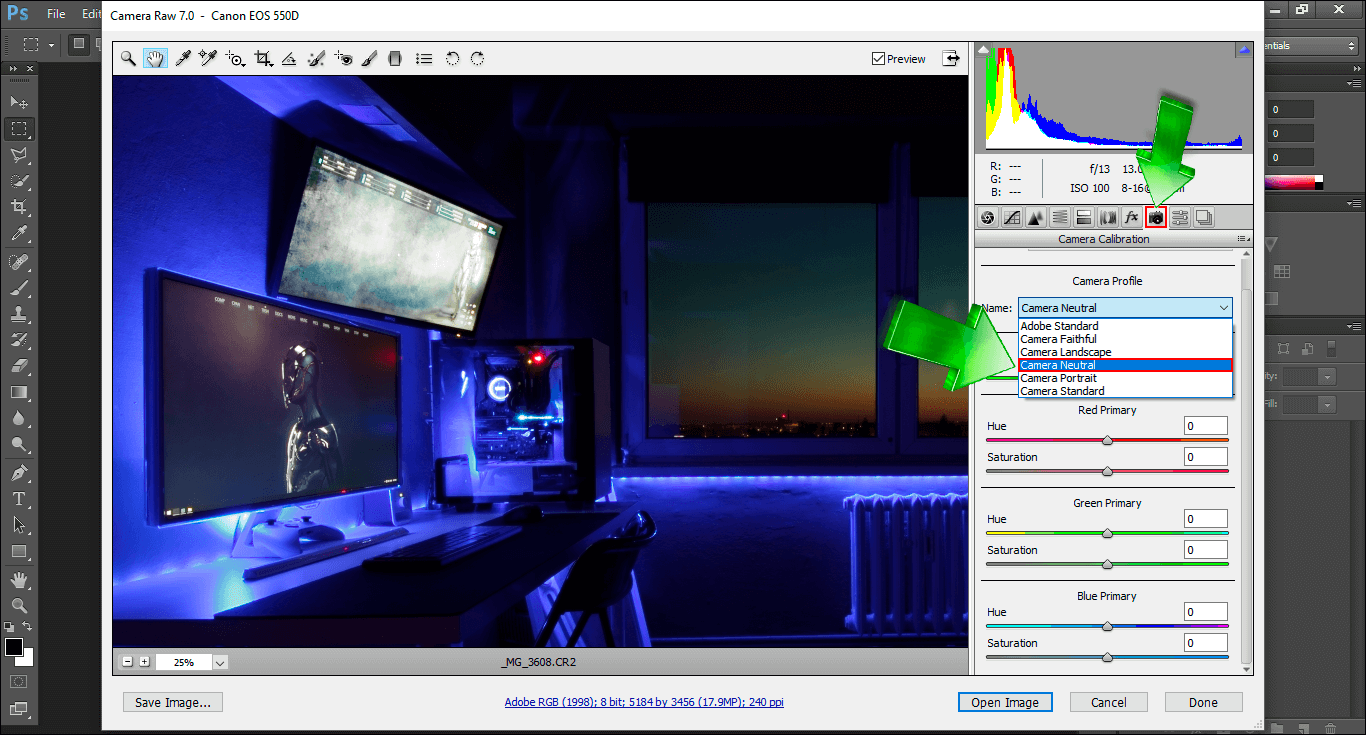 fix adobe camera raw opening raw files with strange colours