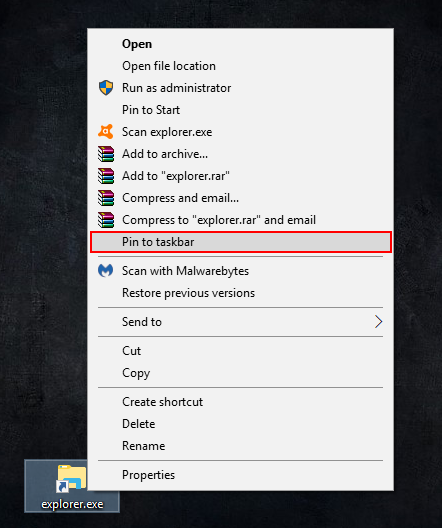 pin quick access to taskbar