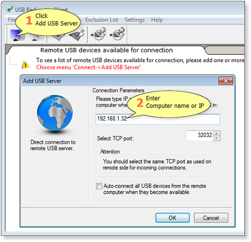 how give remote access to USB devices