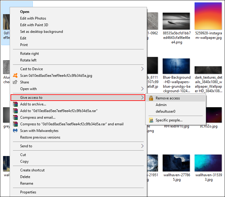 get rid of give access to from windows menu