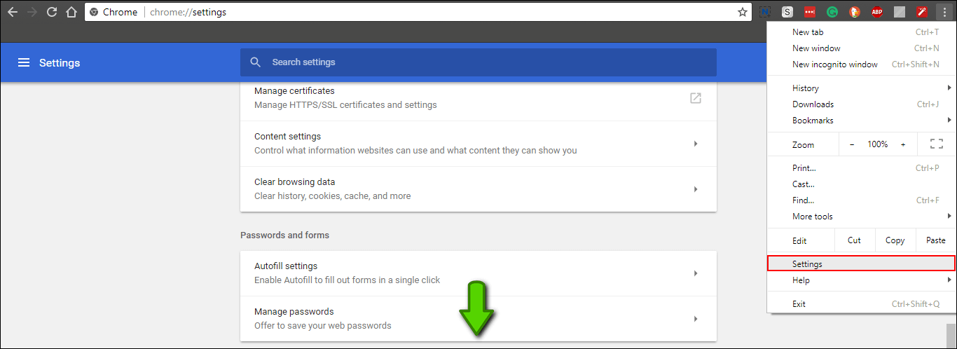how do you stop chrome wanting to save passwords