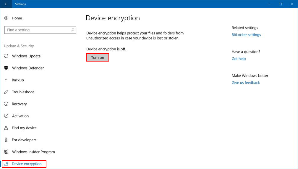 how turn on bitlocker on windows surface