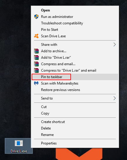 how to pin usb shortcut to taskbar