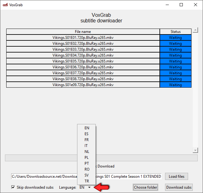 how to download subtitles for all the episode of a season in srt