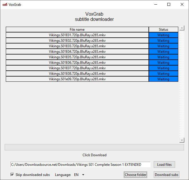 how to download subtitles for all files in a folder