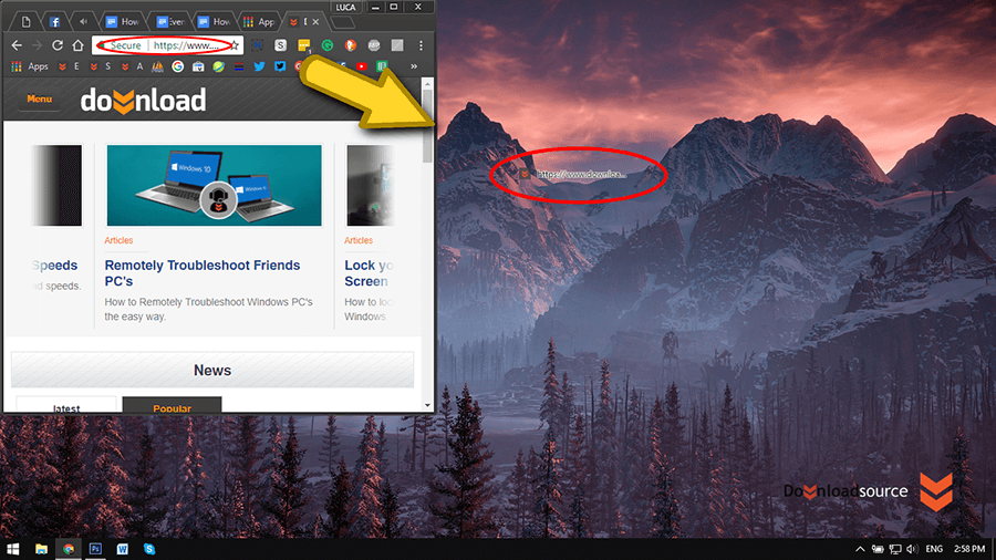 add firefox website shortcuts to windows taskbar