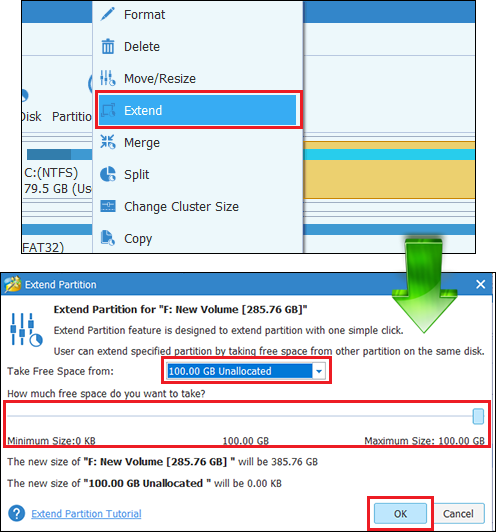 how do you extend partitions 