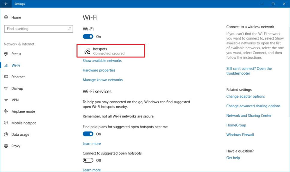 set a static ip from windows settings app