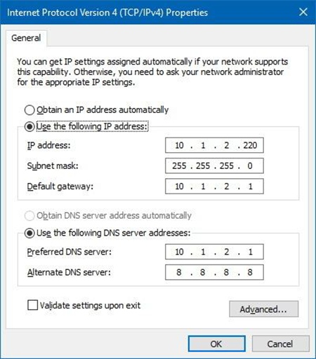 set up windows 10 static ip from control panel