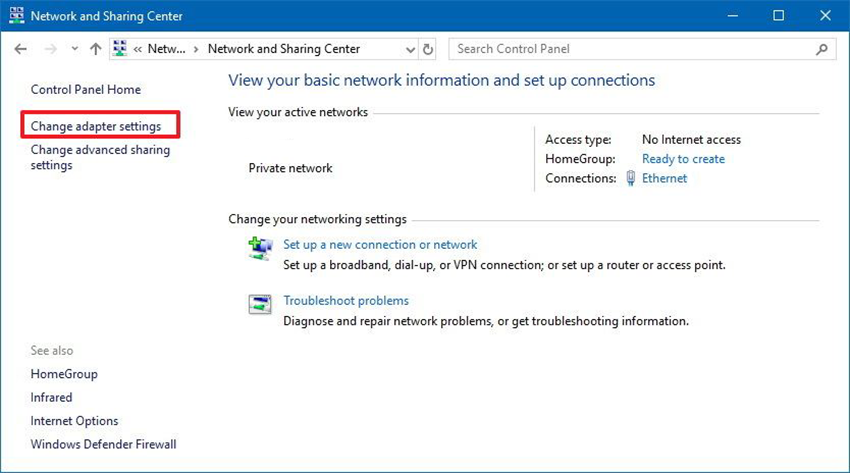 where are the windows 10 static ip settings