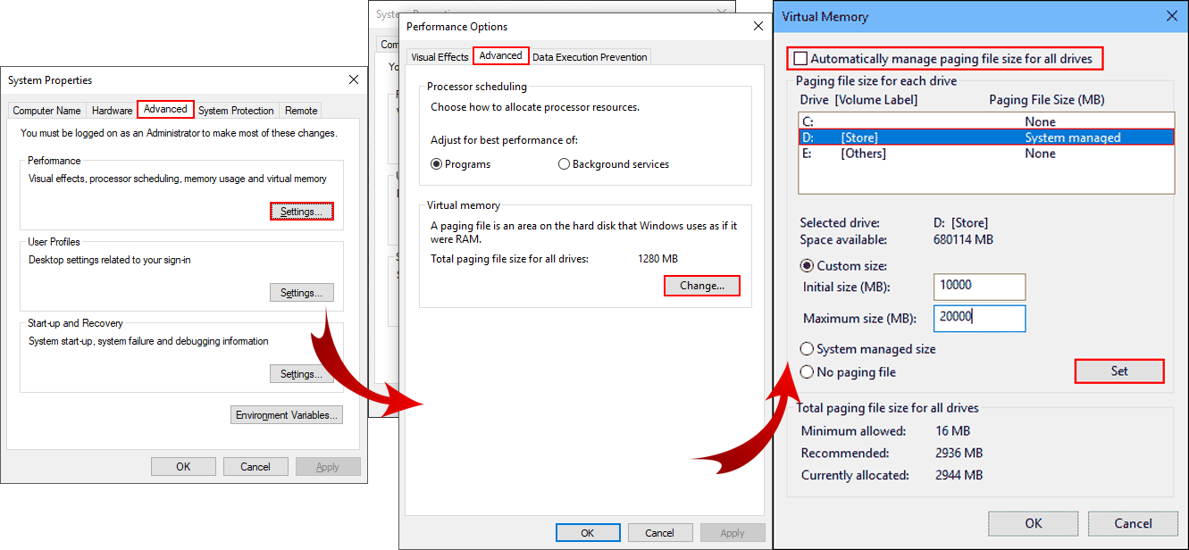 change windows pagefile.sys location