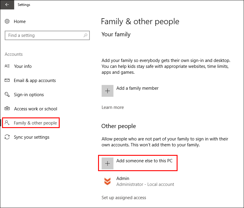 how to add a user to windows 10 using gmail account