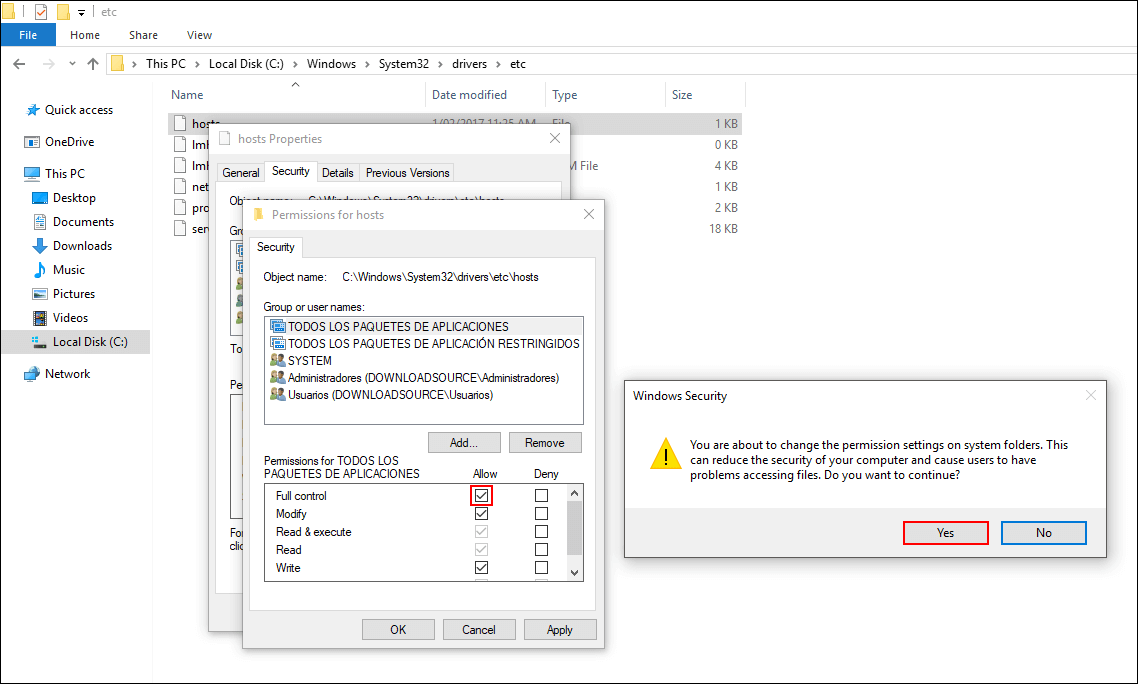 cant change hosts file open in another process error