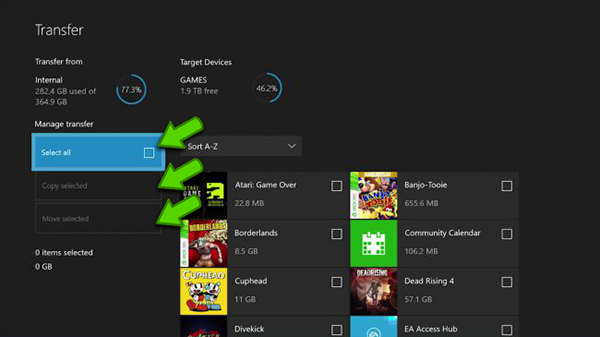 transfer from xbox one s to xbox one x