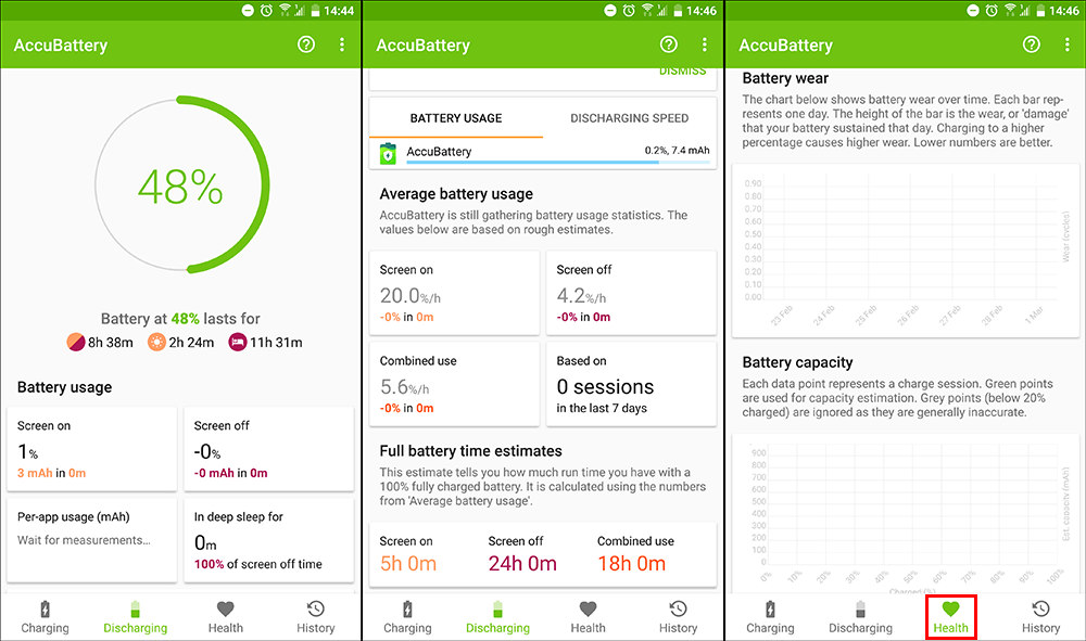 How to check battery life on android