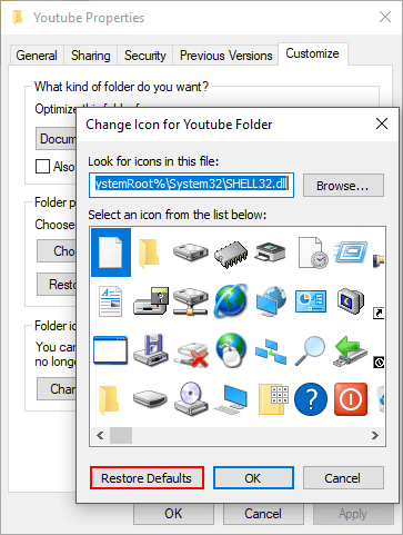remove the black square from icons on windows