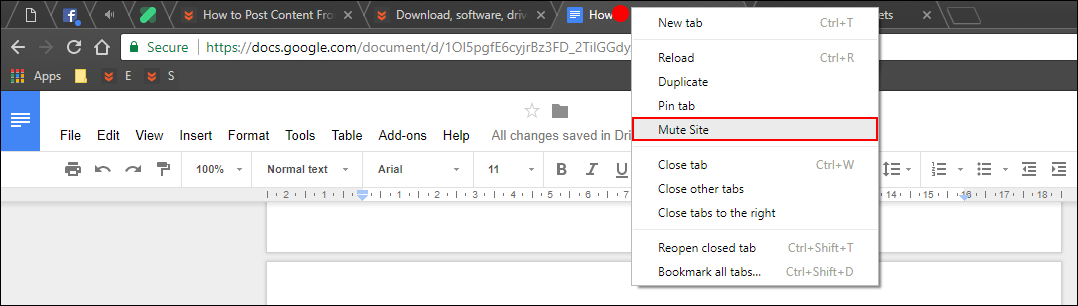 how do you mute tabs and websites on chrome