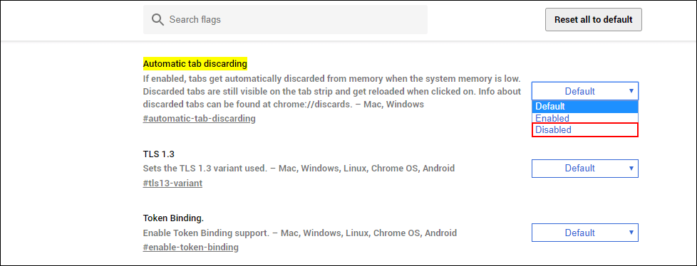 how to disable tab discarding on chrome