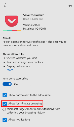 can you use edge extensions in private mode.