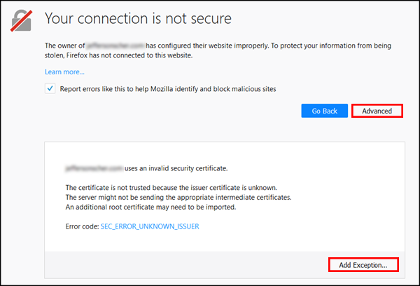 SEC_ERROR_UNKNOWN_ISSUER firefox 58