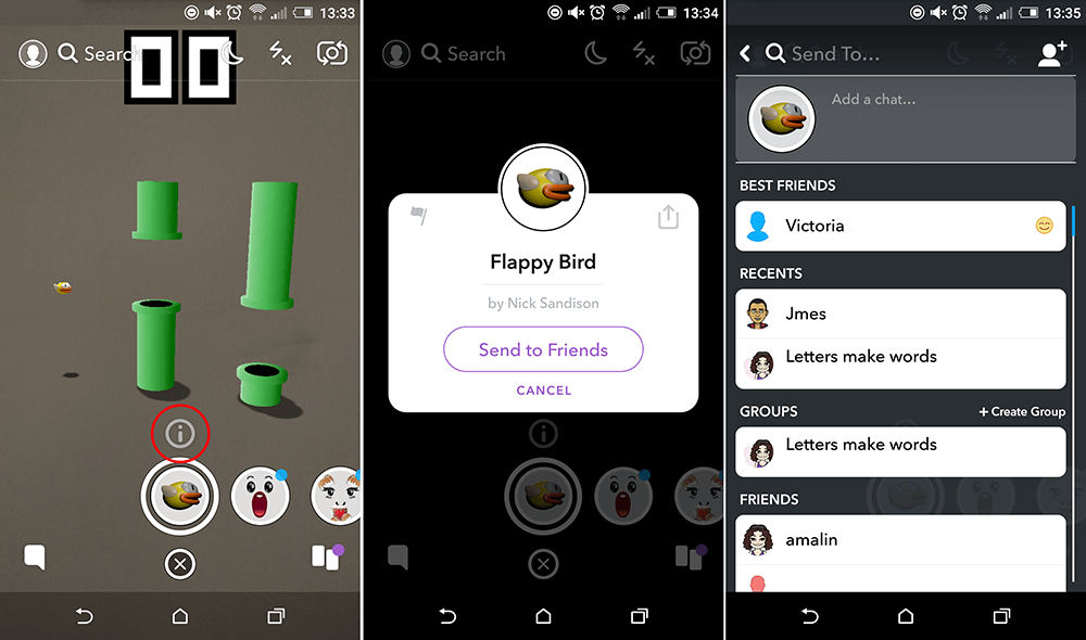 how to share flappy bird with friends on snapchat