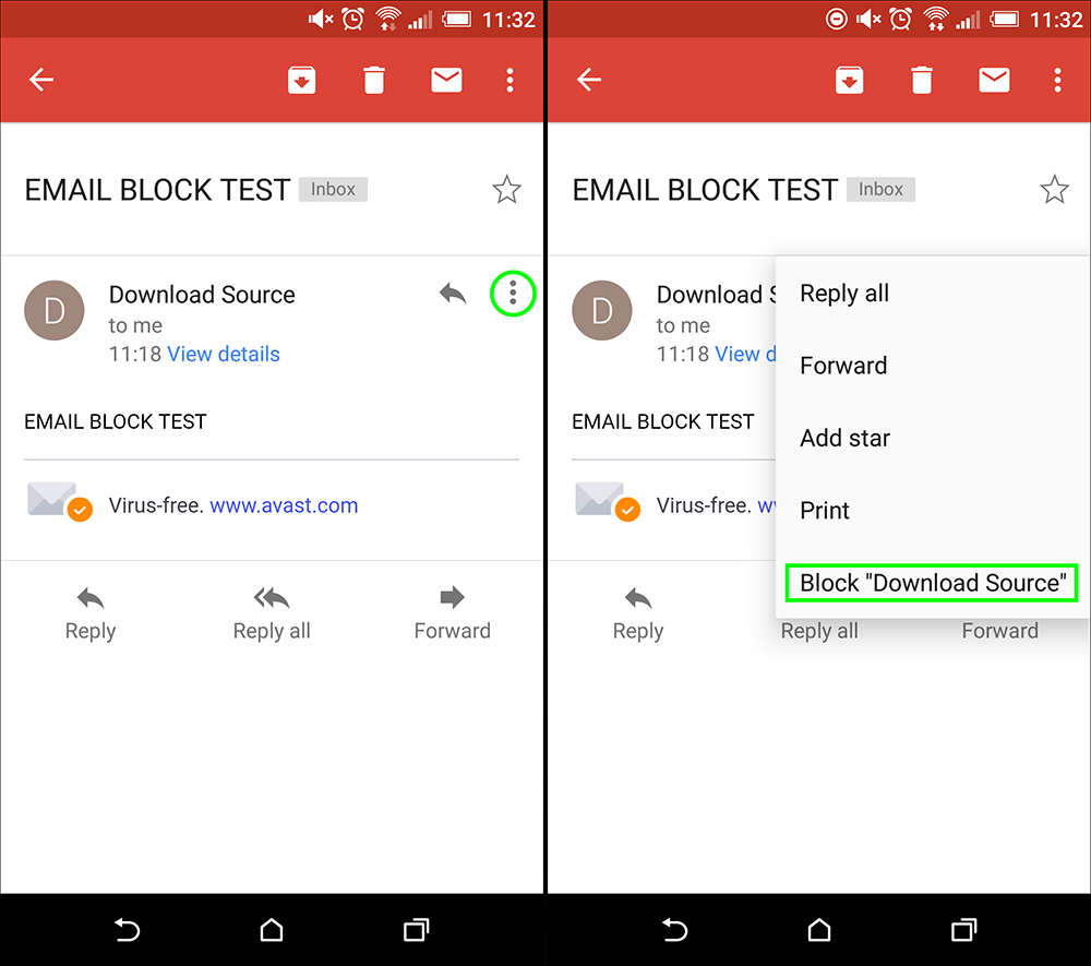 is there an unblock option on gmail mobile app