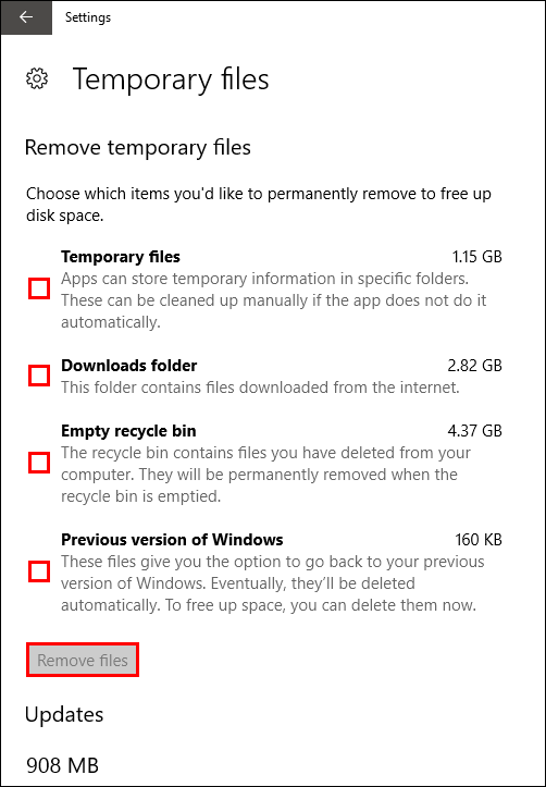 how do you clear temp files on windows 10