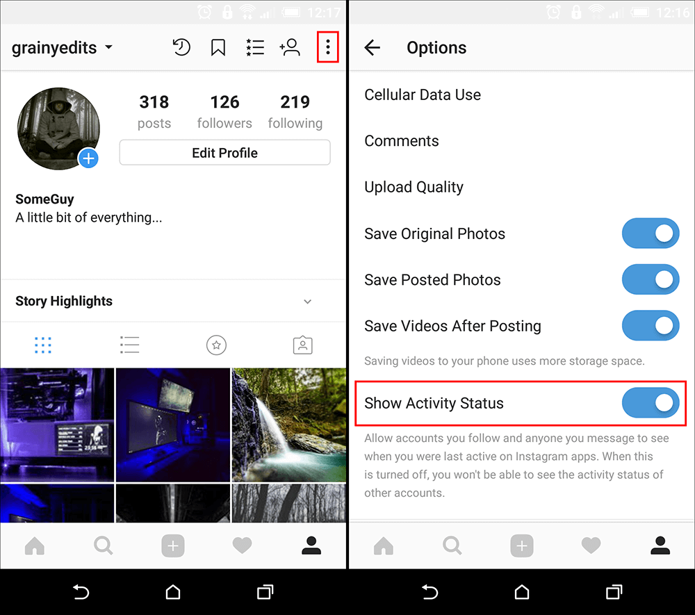 How to hide your instagram activity status