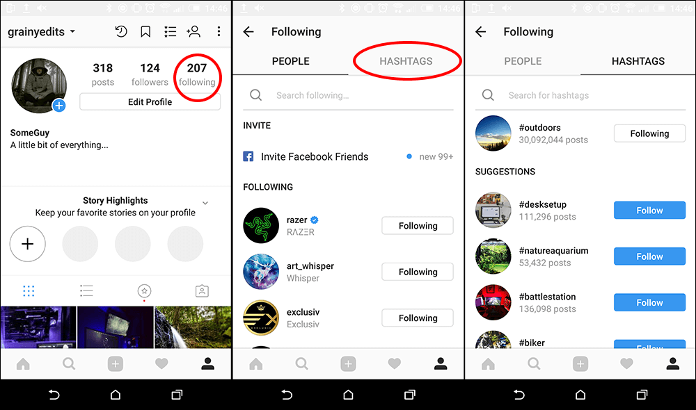 how to follow hashtags on instagram