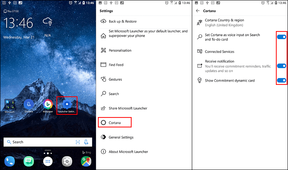 how to disable cortana on microsoft launcher 