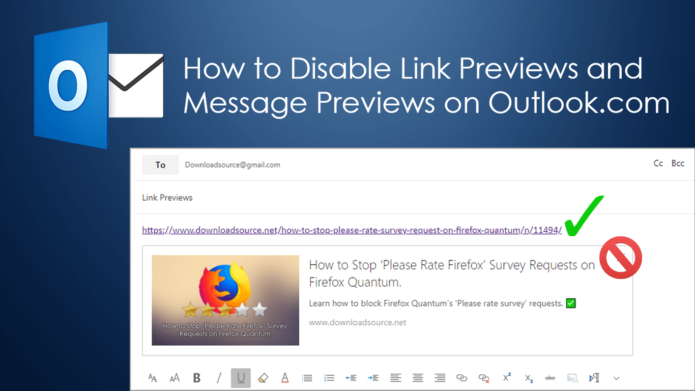 how do you disable link preivews in outlook