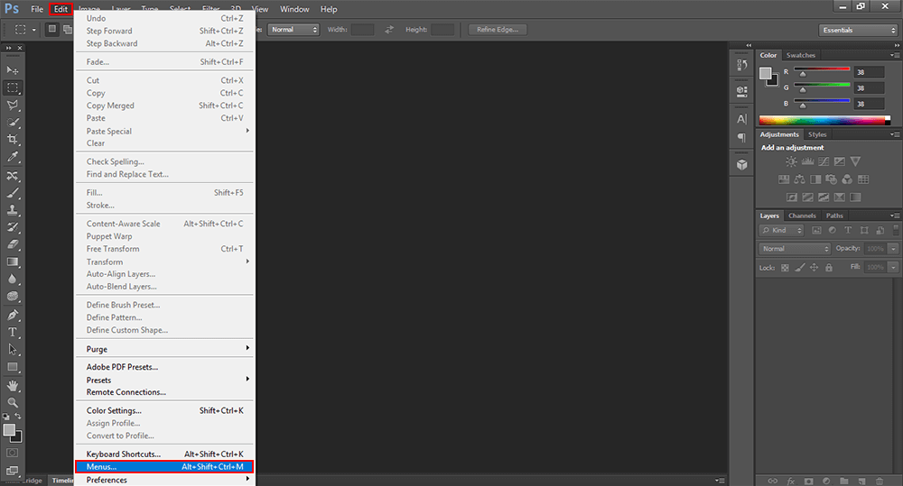how to remove browse in mini bridge from photoshop