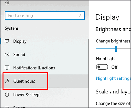 how to change windows 10 quiet hours 