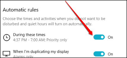 how do you change quiet hours on windows 10 
