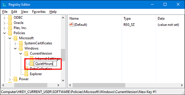 windows 10 quiet hours change