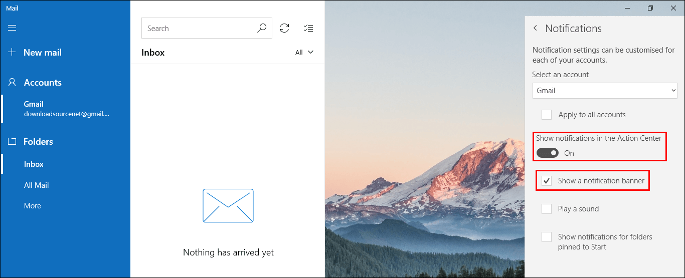 how to disable mail app notifications windows 