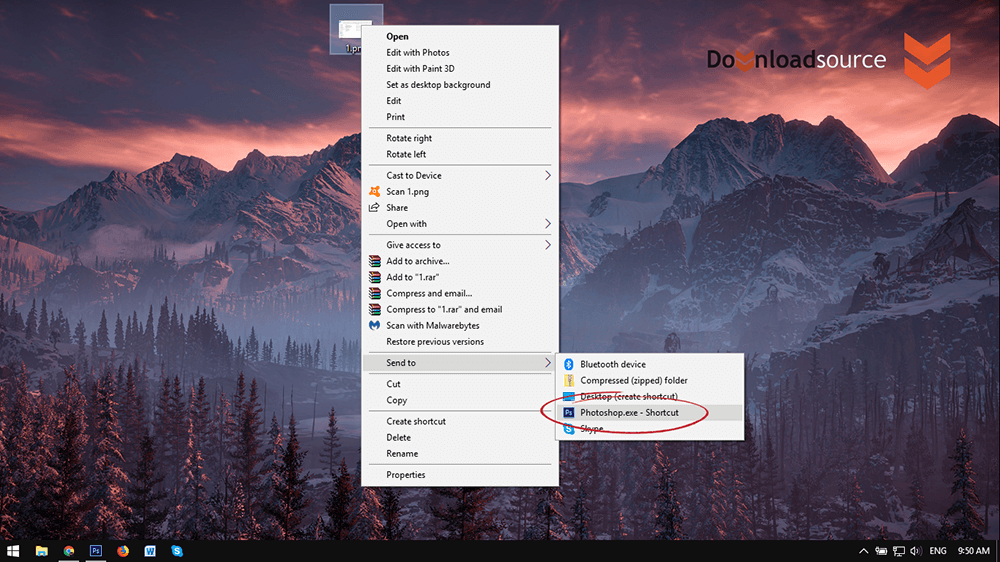change windows send to context menu