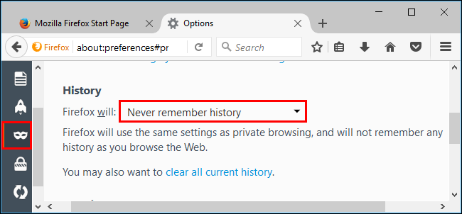 automatically launch firefox in private mode