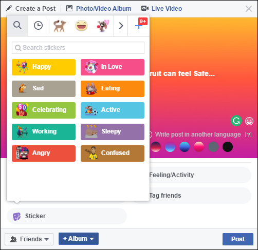 How_do_you_make_facebook_posts_with_stickers