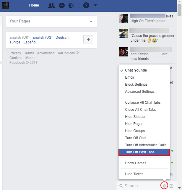 disable facebook notification window