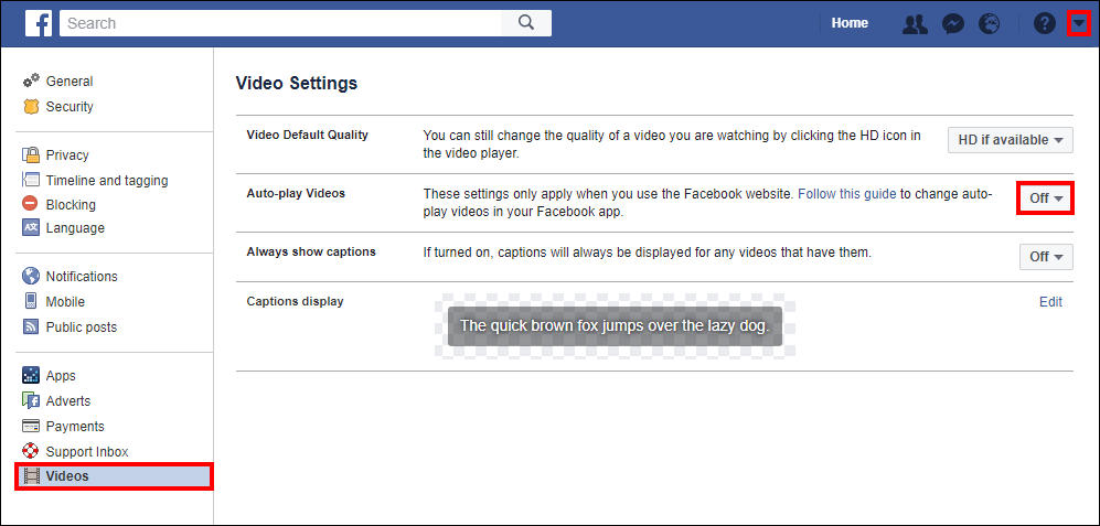 how to stop facebook playing sound automatically