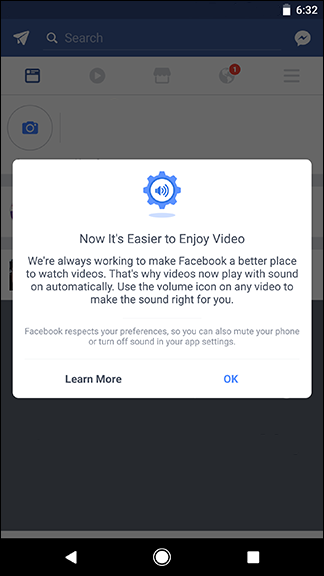 How do you stop facebook videos playing with sound by default