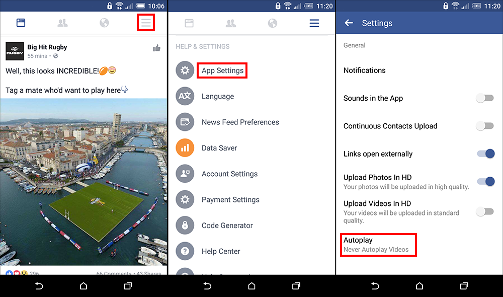 disable auto sound playback on facebook newsfeed