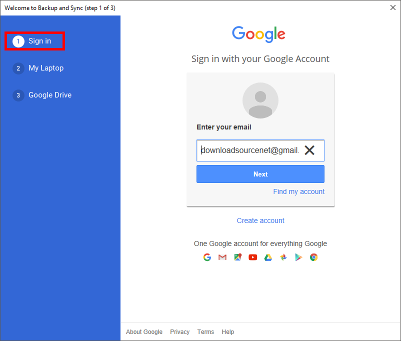 how do you setup google backup and sync