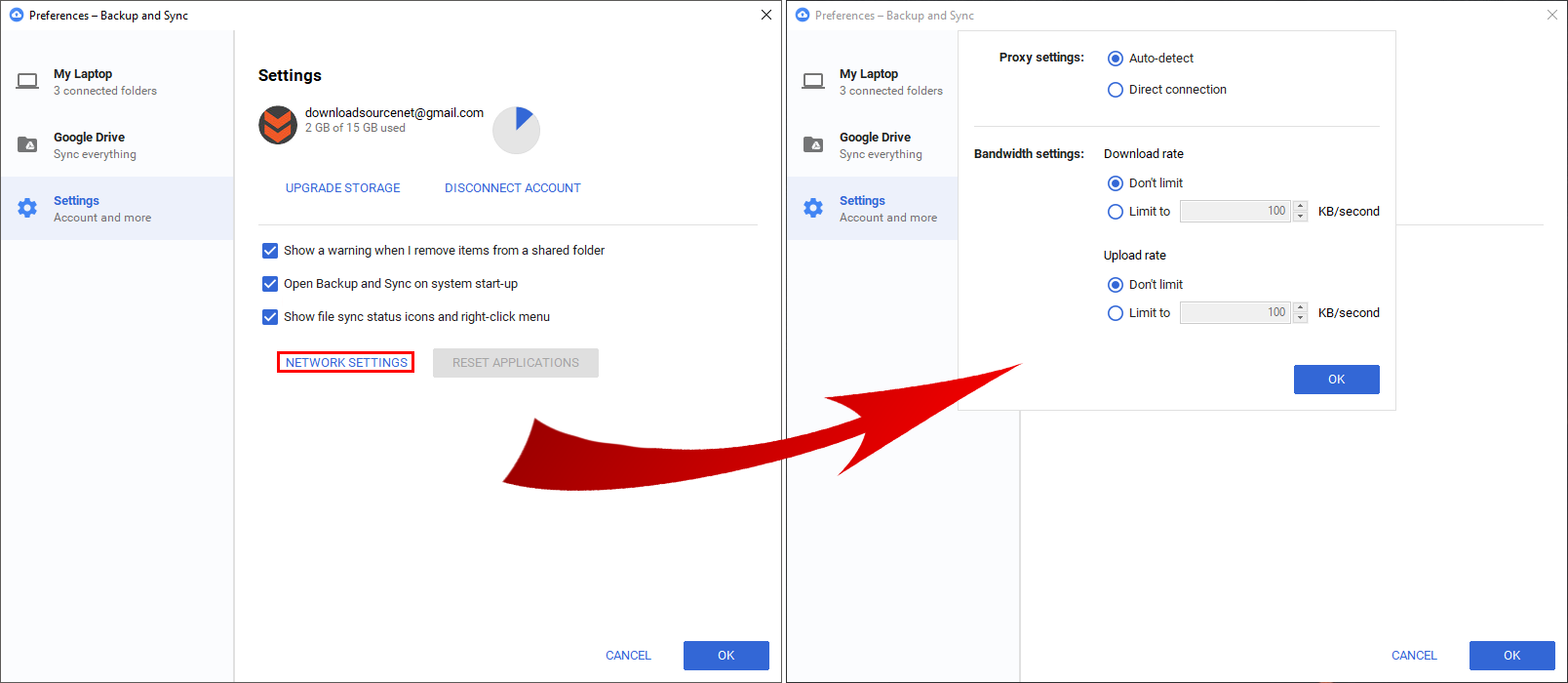 Using google backup and sync for home backups