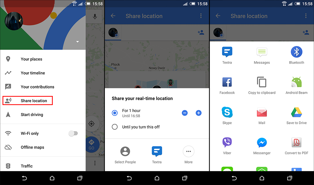 how to share your location on google maps